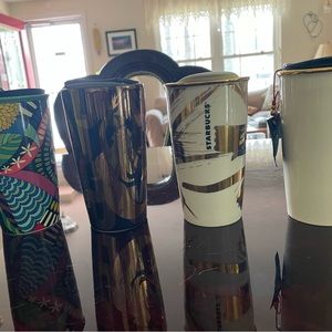 STARBUCKS ceramic travel mugs with lids                 ALL NEW